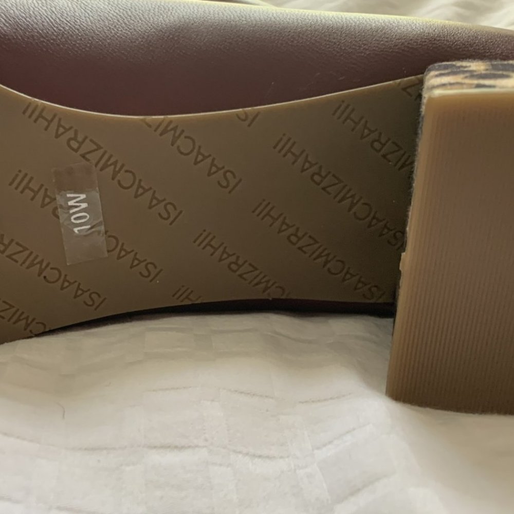 Dark Red Leather Leopard Pump Shoes - Picture 7 of 7